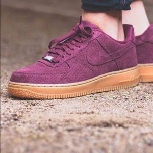 burgundy low top air force ones